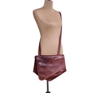 Vintage Phaze Womens Crossbody Shoulder Purse Leather Asymmetrical Boho Brown